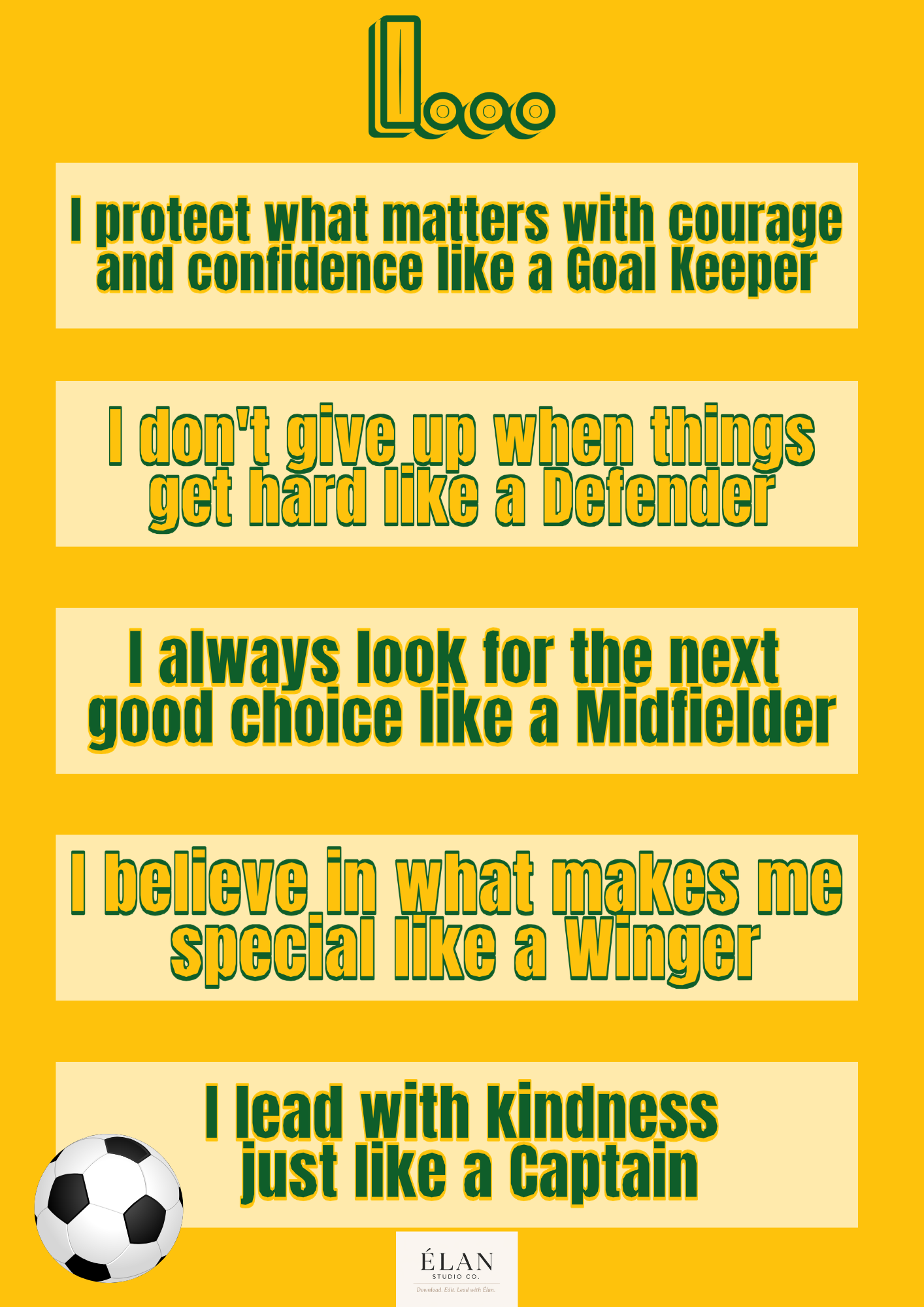 Soccer Affirmation Print for Kids - Australia