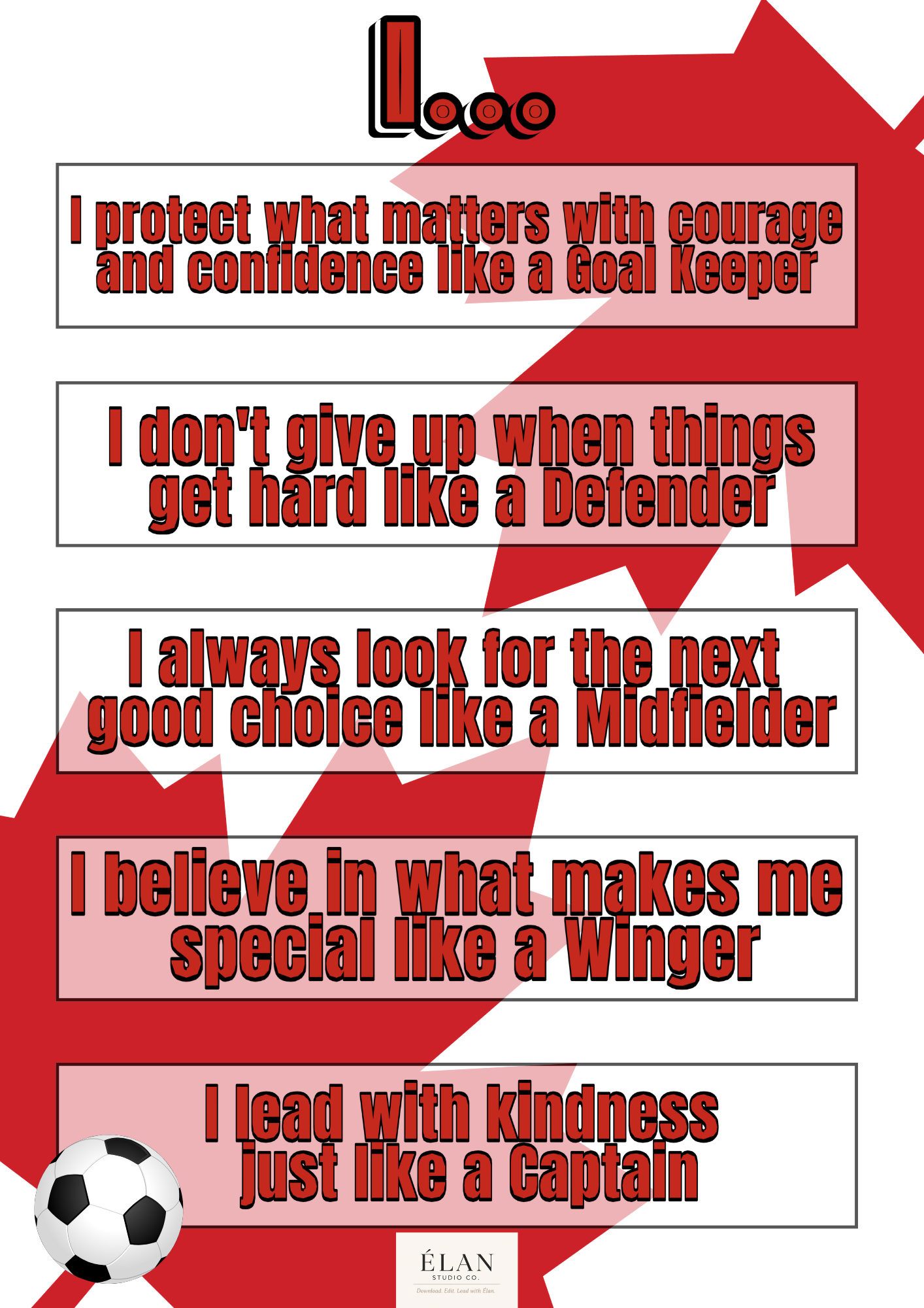 Soccer Affirmation Print for Kids - Canada
