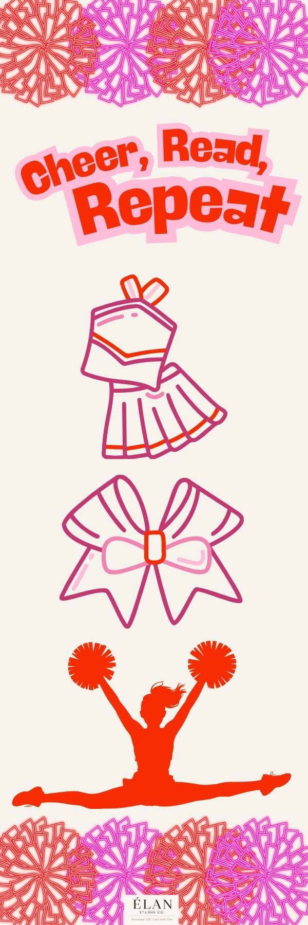 Cheer, Read, Repeat Printable Bookmark
