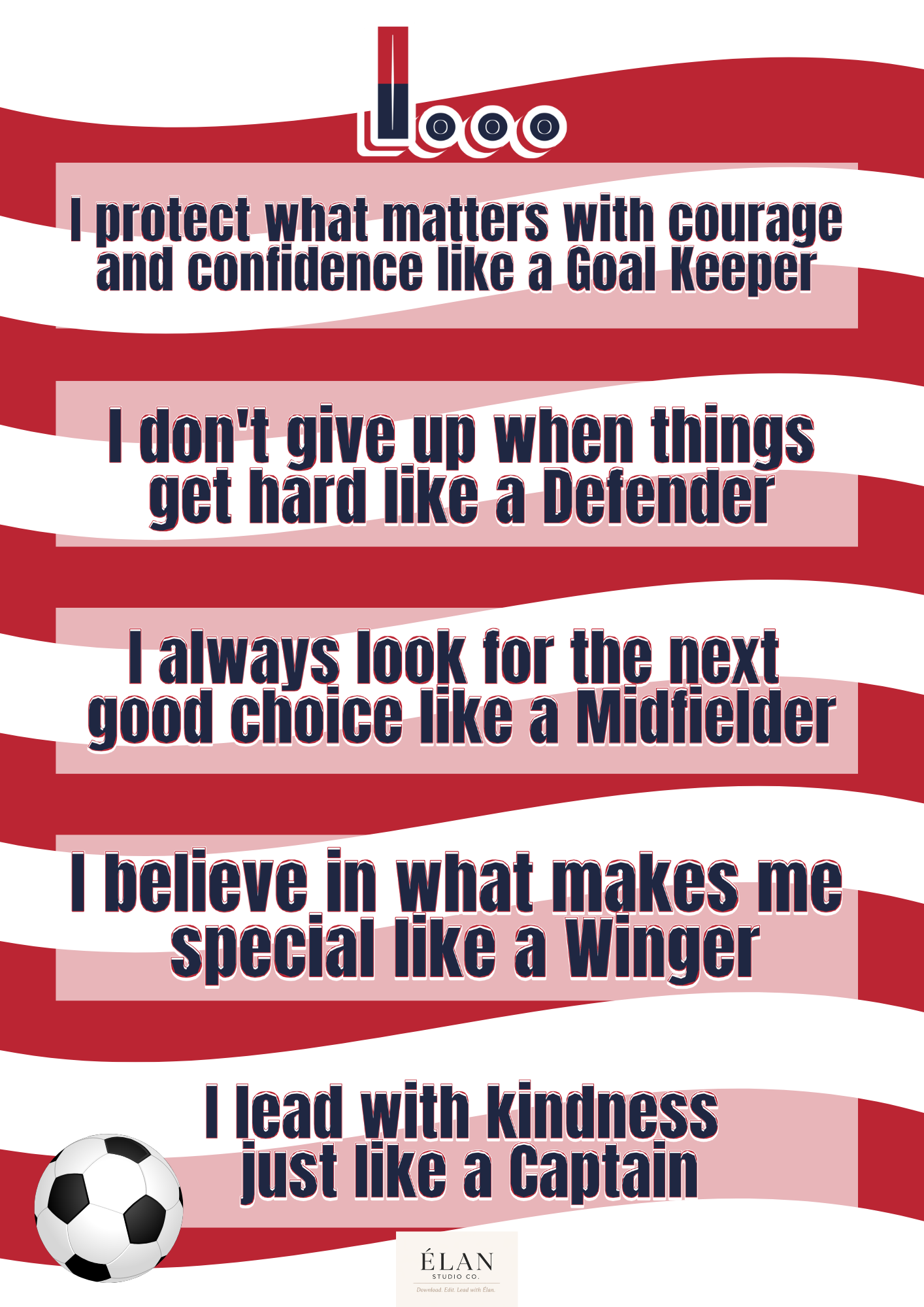 Soccer Affirmation Print for Kids - USA